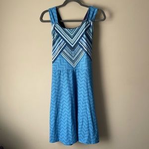 Prana Blue Geometric Pattern Dress
